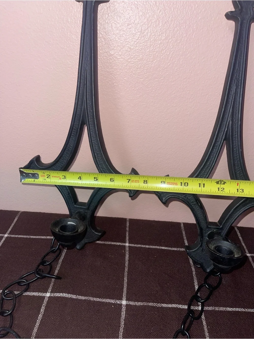 Vintage Gothic Spanish Revival Candle Sconce Pair With Chain